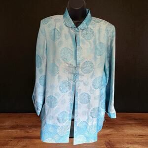 XI LING SHI Silk Haute Couture Vintage Chinese Silk Jacket - Blue XL Shirt